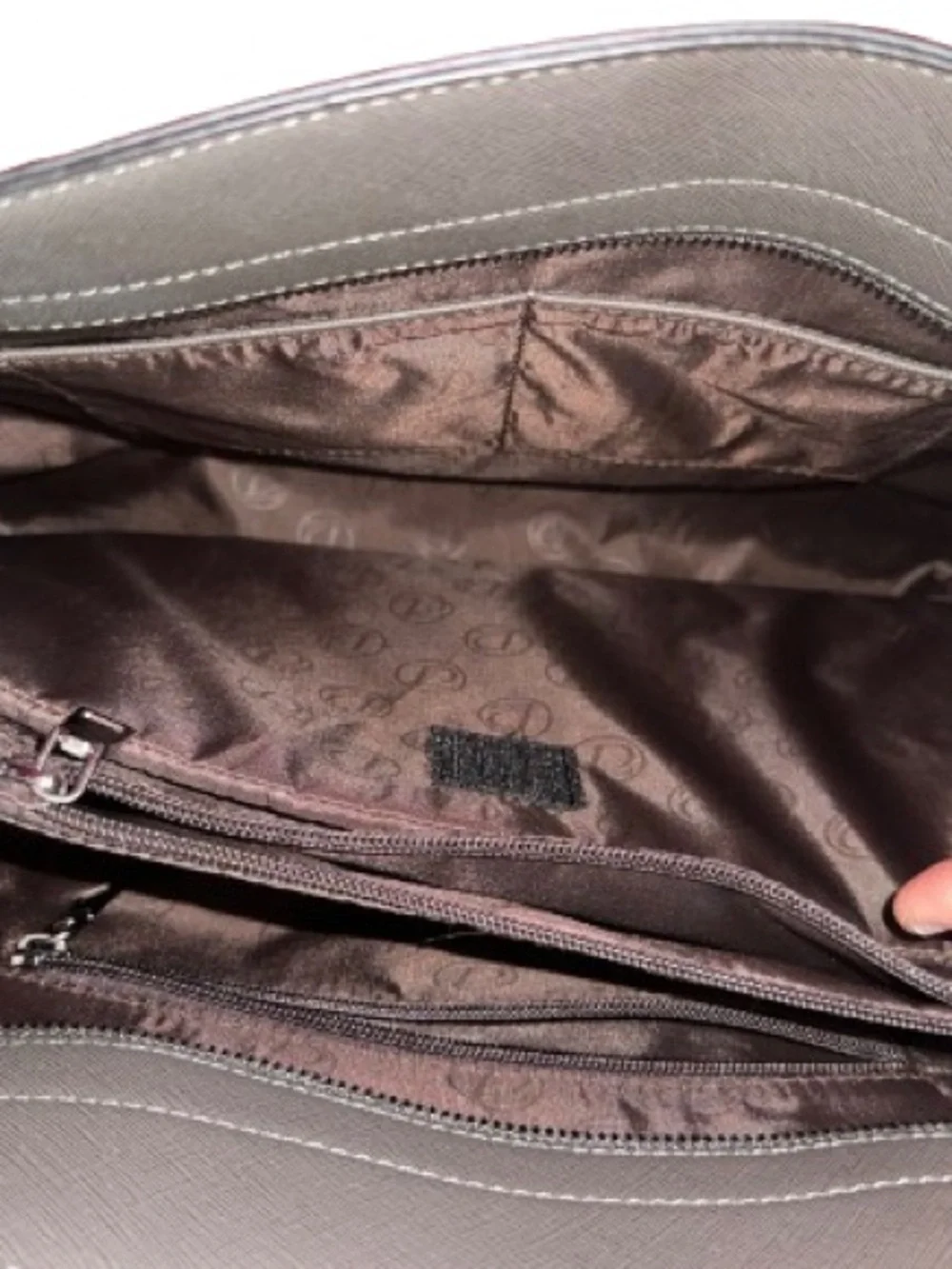 IAUTU Dark Gray Leather Tote with Detachable Strap